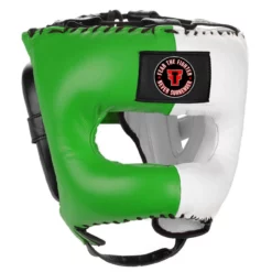 FTF (FEAR THE FIGHTER) Traditional Headgear With Face-Saver Bar Citrus Green/White