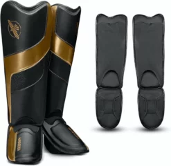 Hayabusa T3 Full-Back Shin Guards Black/Gold