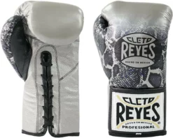Cleto Reyes Professional Boxing Gloves - Silver/Black Steel Snake
