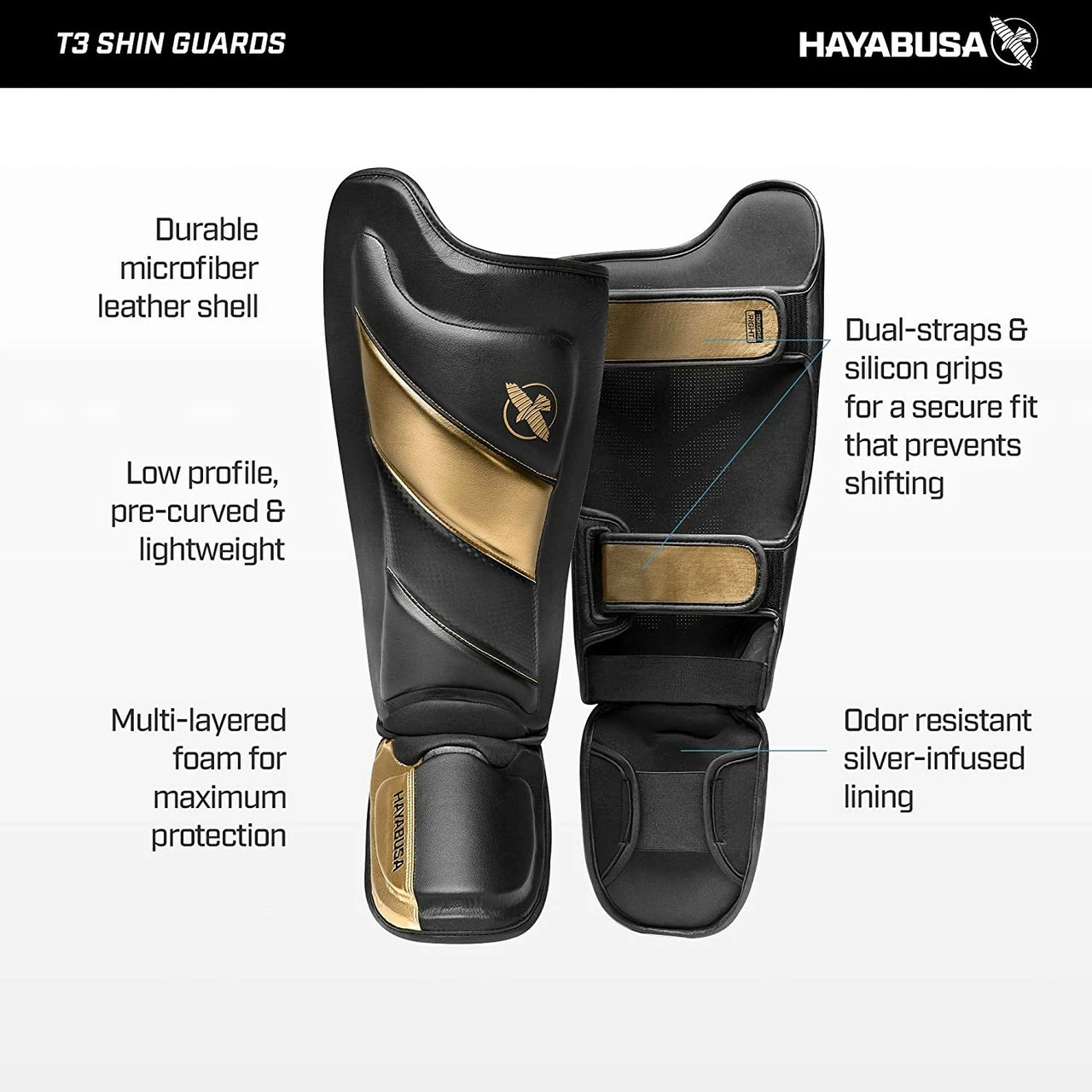 Hayabusa T3 Striking Shinguards Black - Image 7
