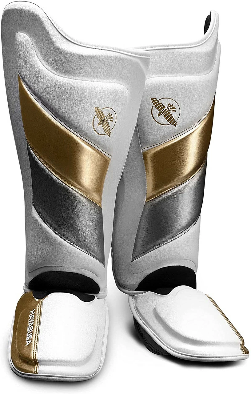 Hayabusa T3 Striking Shinguards White/Gold