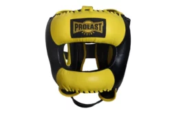 PROLAST Face Saver Leather Boxing Headgear With Nylon Face Bar - Yellow/ Black Color