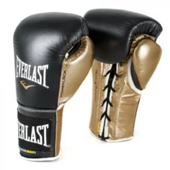 Everlast Powerlock Pro Fight Boxing Gloves Black/Gold