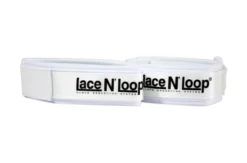 LACE N LOOP STRAPS (PAIR) ** SUPER-WHITE (BLACK LOGO) **