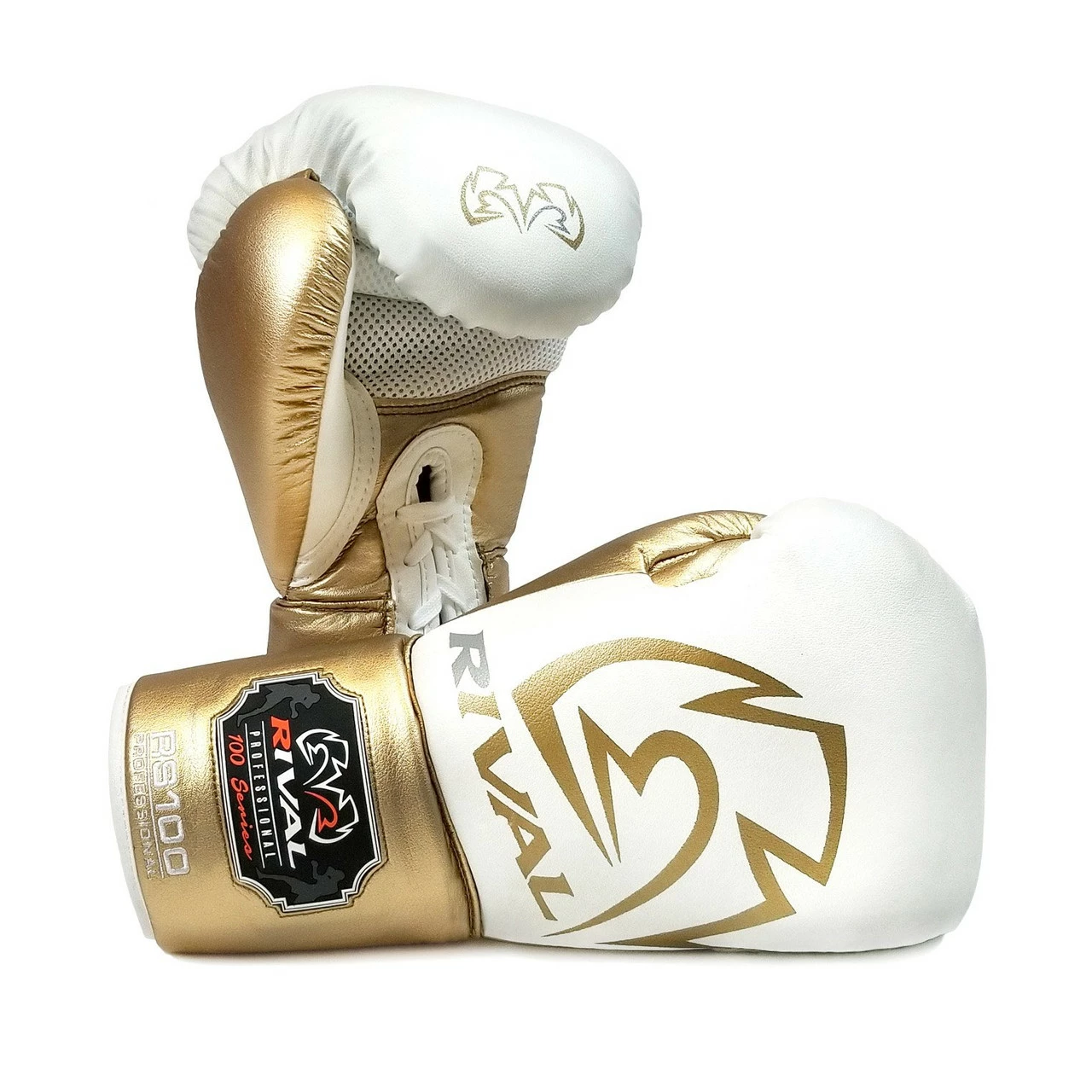 RIVAL RS100 Professional Boxing Sparring Gloves White/Gold